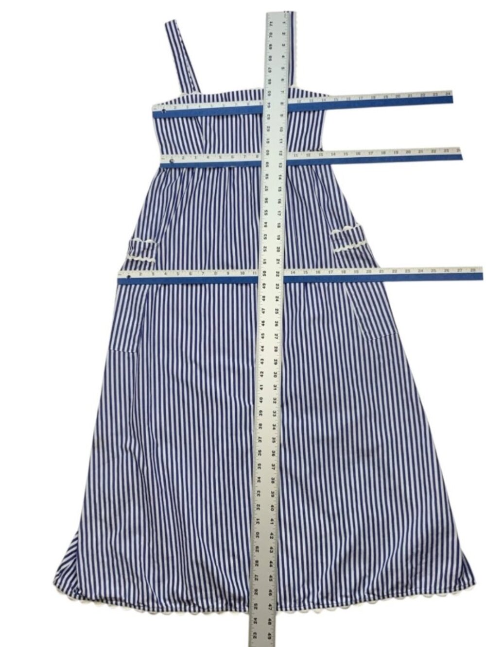 Tuckernuck Blue Stripe Georgia Sleeveless Dress XS Cotton A-Line DEFECT - Picture 9 of 16